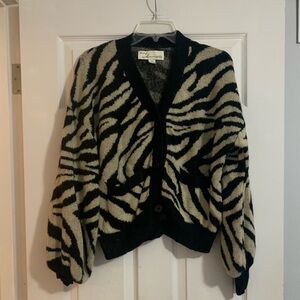Oversized zebra print cardigan